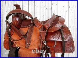Cowboy Trail Western Saddle Horse Pleasure Tooled Leather Tack Set 18 17 16 15