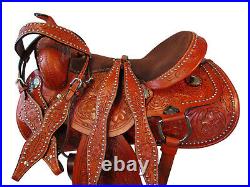 Cowboy Western Barrel Saddle 17 16 Pleasure Trail Floral Tooled Leather Tack Set