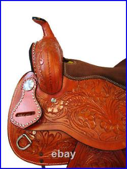 Cowboy Western Barrel Saddle 17 16 Pleasure Trail Floral Tooled Leather Tack Set
