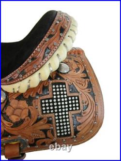 Cowboy Western Horse Saddle Barrel Racing Pleasure Tooled Leather Tack 15 16 17