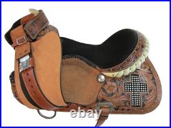 Cowboy Western Horse Saddle Barrel Racing Pleasure Tooled Leather Tack 15 16 17