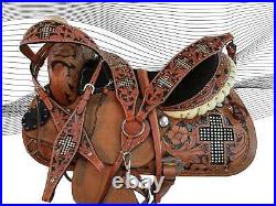 Cowboy Western Horse Saddle Barrel Racing Pleasure Tooled Leather Tack 15 16 17