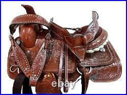 Cowboy Western Roping Saddle 15 16 17 18 Pleasure Ranch Tooled Leather Tack Set