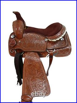 Cowboy Western Roping Saddle 15 16 17 18 Pleasure Ranch Tooled Leather Tack Set