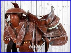 Cowboy Western Roping Saddle 15 16 17 18 Pleasure Ranch Tooled Leather Tack Set
