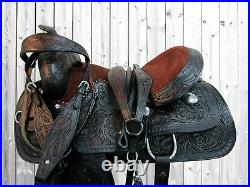 Cowboy Western Saddle 15 16 17 18 Barrel Racing Horse Pleasure Tooled Leather