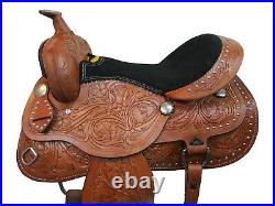 Cowboy Western Saddle 15 16 17 18 Barrel Racing Horse Tooled Leather Tack Set