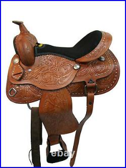 Cowboy Western Saddle 15 16 17 18 Barrel Racing Horse Tooled Leather Tack Set