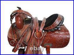 Cowboy Western Saddle 15 16 17 Pleasure Horse Floral Tooled Leather Barrel Tack