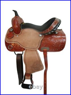 Cowboy Western Saddle 15 16 17 Pleasure Horse Floral Tooled Leather Barrel Tack
