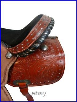Cowboy Western Saddle 15 16 17 Pleasure Horse Floral Tooled Leather Barrel Tack