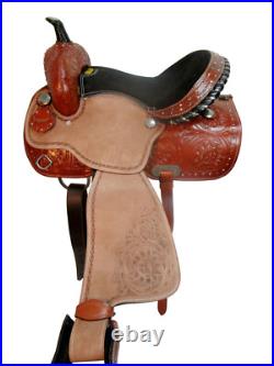 Cowboy Western Saddle 15 16 17 Pleasure Horse Floral Tooled Leather Barrel Tack