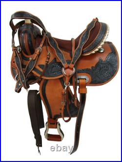 Cowboy Western Saddle Barrel Racing Horse Pleasure Tooled Leather Tack 15 16 17