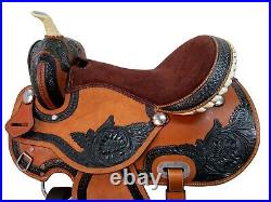 Cowboy Western Saddle Barrel Racing Horse Pleasure Tooled Leather Tack 15 16 17