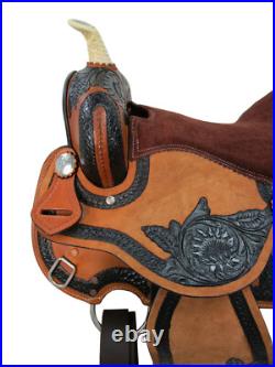 Cowboy Western Saddle Barrel Racing Horse Pleasure Tooled Leather Tack 15 16 17