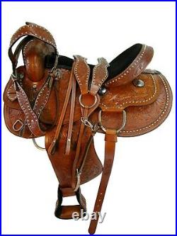 Cowboy Western Saddle Barrel Racing Pleasure Tooled Leather Tack Set 18 17 16 15