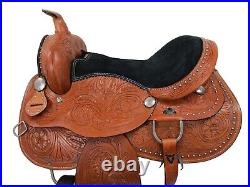 Cowboy Western Saddle Barrel Racing Pleasure Used Tooled Leather Set 15 16 17 18