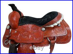 Cowboy Western Saddle Roping Horse 16 17 Pleasure Roper Ranch Tooled Leather Set