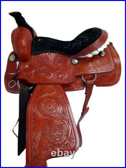 Cowboy Western Saddle Roping Horse 16 17 Pleasure Roper Ranch Tooled Leather Set