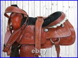 Cowboy Western Saddle Roping Horse 16 17 Pleasure Roper Ranch Tooled Leather Set