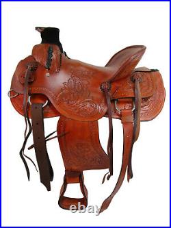 Cowboy Western Saddle Roping Ranch Pleasure Tooled Leather Horse Set 15 16 17 18