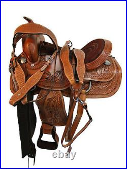 Cowgirl Barrel Racing Pleasure Youth Kids Saddle 12 13 14 Tooled Leather Tack