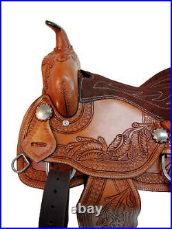 Cowgirl Barrel Racing Pleasure Youth Kids Saddle 12 13 14 Tooled Leather Tack