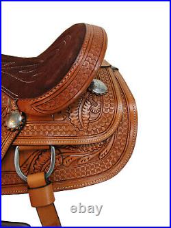 Cowgirl Barrel Racing Pleasure Youth Kids Saddle 12 13 14 Tooled Leather Tack