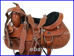 Cowgirl Barrel Racing Saddle Western Horse Tooled Leather Used Tack 15 16 17 18