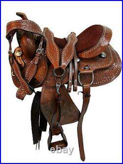 Cowgirl Barrel Saddle Horse Pleasure 15 16 17 18 Western Tooled Leather Tack Set