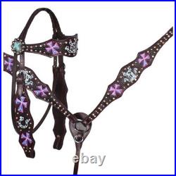 Cowgirl Charm Youth Barrel Style Saddle SET Painted Crosses & Horseshoes 12 NEW