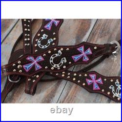 Cowgirl Charm Youth Barrel Style Saddle SET Painted Crosses & Horseshoes 12 NEW