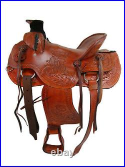 Cowgirl Ranch Roping Saddle 15 16 17 18 Tooled Leather Horse Pleasure Tack Set