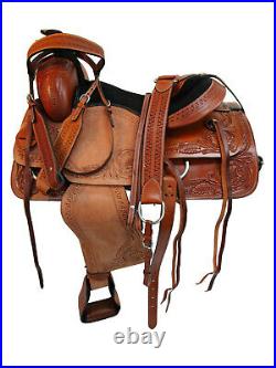 Cowgirl Roping Saddle Ranch Roper Leather Horse 18 17 16 15 Pleasure Tack Set
