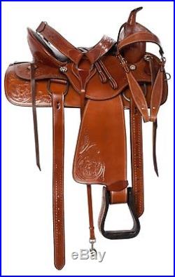Custom Comfy Tan Western Pleasure Trail Horse Leather Saddle Tack 15 16 18
