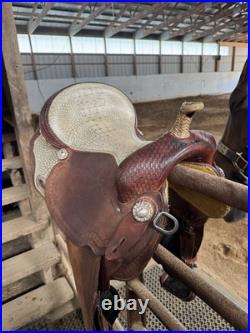 Custom Double C Western Barrel Saddle With Alligator Seat