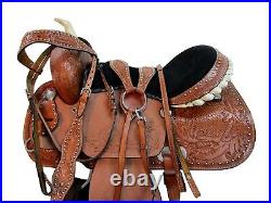 Custom Made Barrel Racing Saddle Silver Studded Leather Pleasure Tack 15 16 17