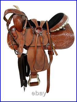 Custom Made Barrel Racing Saddle Silver Studded Leather Pleasure Tack 15 16 17