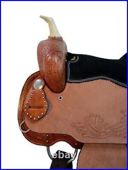 Custom Made Barrel Racing Saddle Silver Studded Leather Pleasure Tack 15 16 17