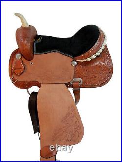 Custom Made Barrel Racing Saddle Silver Studded Leather Pleasure Tack 15 16 17