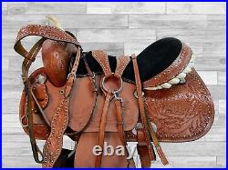 Custom Made Barrel Racing Saddle Silver Studded Leather Pleasure Tack 15 16 17