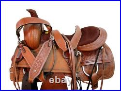 Custom Made Roping Roper Ranch Horse Saddle Western Leather Tack Set 15 16 17 18