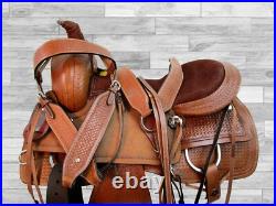 Custom Made Roping Roper Ranch Horse Saddle Western Leather Tack Set 15 16 17 18