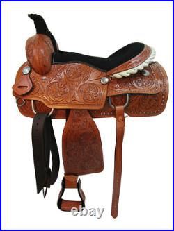 Custom Made Western Roping Saddle Roper Rancher Silver Studded Tack 15 16 17 18