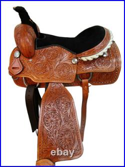 Custom Made Western Roping Saddle Roper Rancher Silver Studded Tack 15 16 17 18