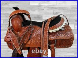Custom Made Western Roping Saddle Roper Rancher Silver Studded Tack 15 16 17 18