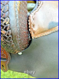 DECOR Western Saddle 16 Seat Leather Horse Cutting Penning CRACKED TREE As Is