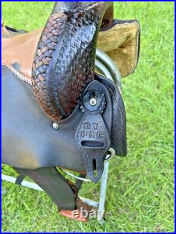 DECOR Western Saddle 16 Seat Leather Horse Cutting Penning CRACKED TREE As Is