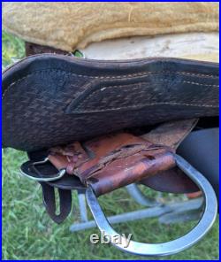 DECOR Western Saddle 16 Seat Leather Horse Cutting Penning CRACKED TREE As Is