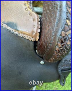 DECOR Western Saddle 16 Seat Leather Horse Cutting Penning CRACKED TREE As Is